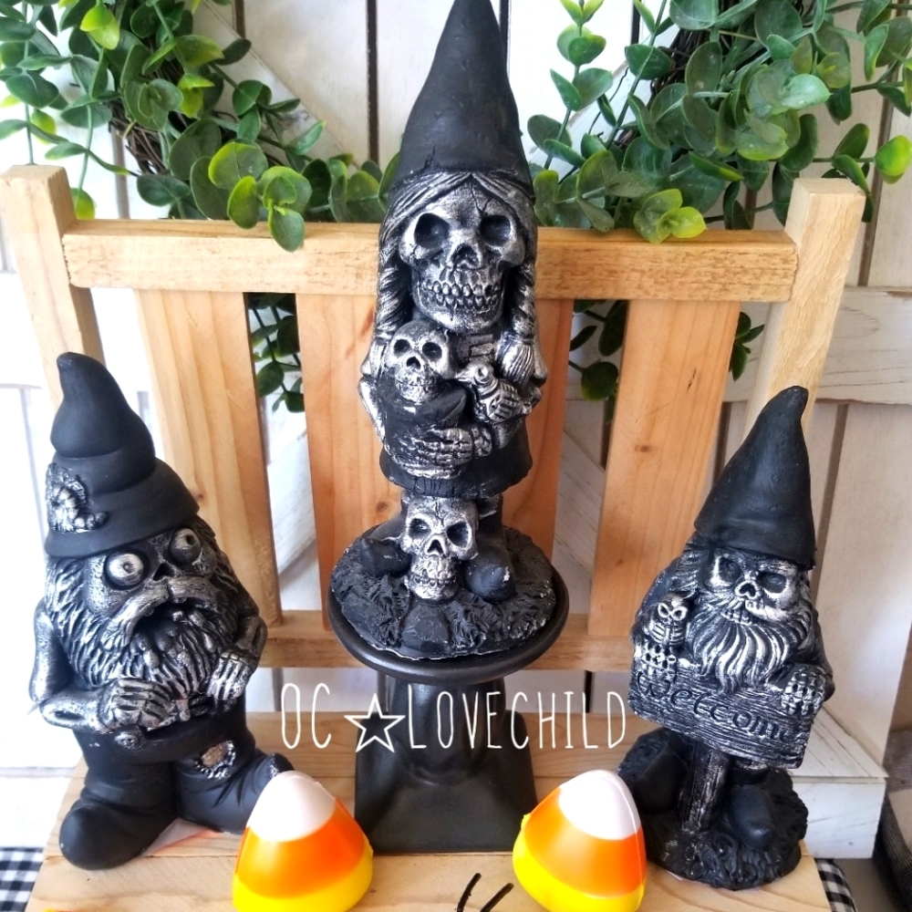 3X FARMHOUSE SPOOKY HOCUS POCUS CEMENT GNOMES